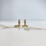 Hoop Earrings Musical Note 3.9gr / 2.5cm / White Zircons   Yellow Gold &