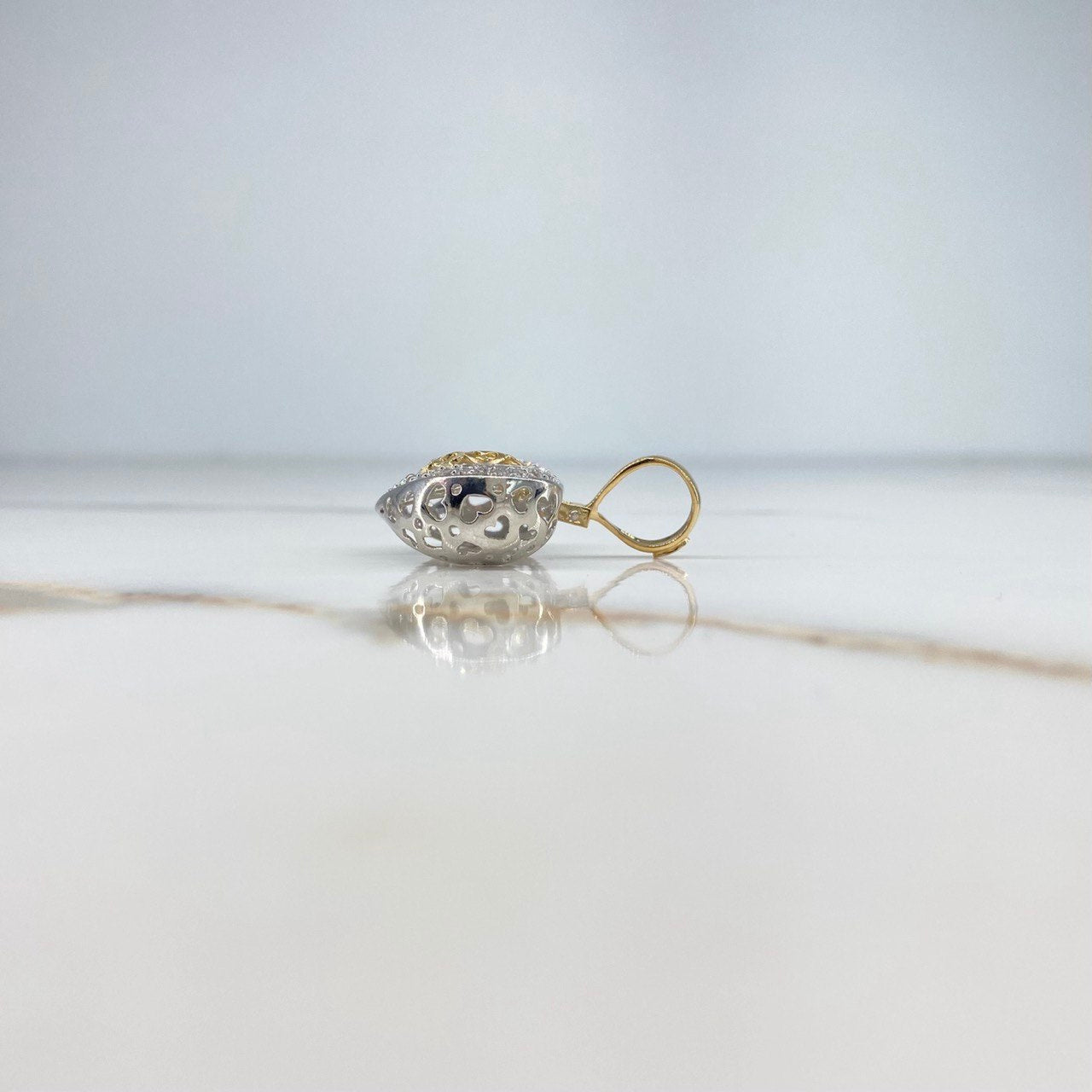 Pendant Heart 6.8gr / 3.2cm / White Zircons Two Yellow White Golds (Offer) &