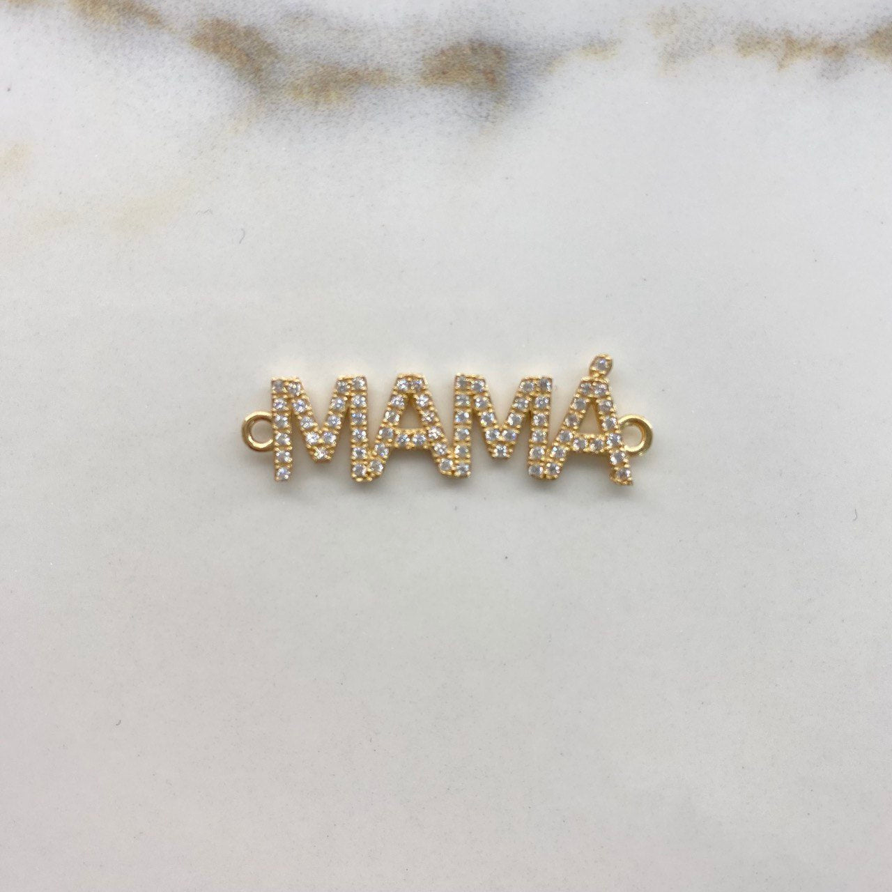 Charm Mama 2gr / 3cm / White Zircons   Yellow Gold &