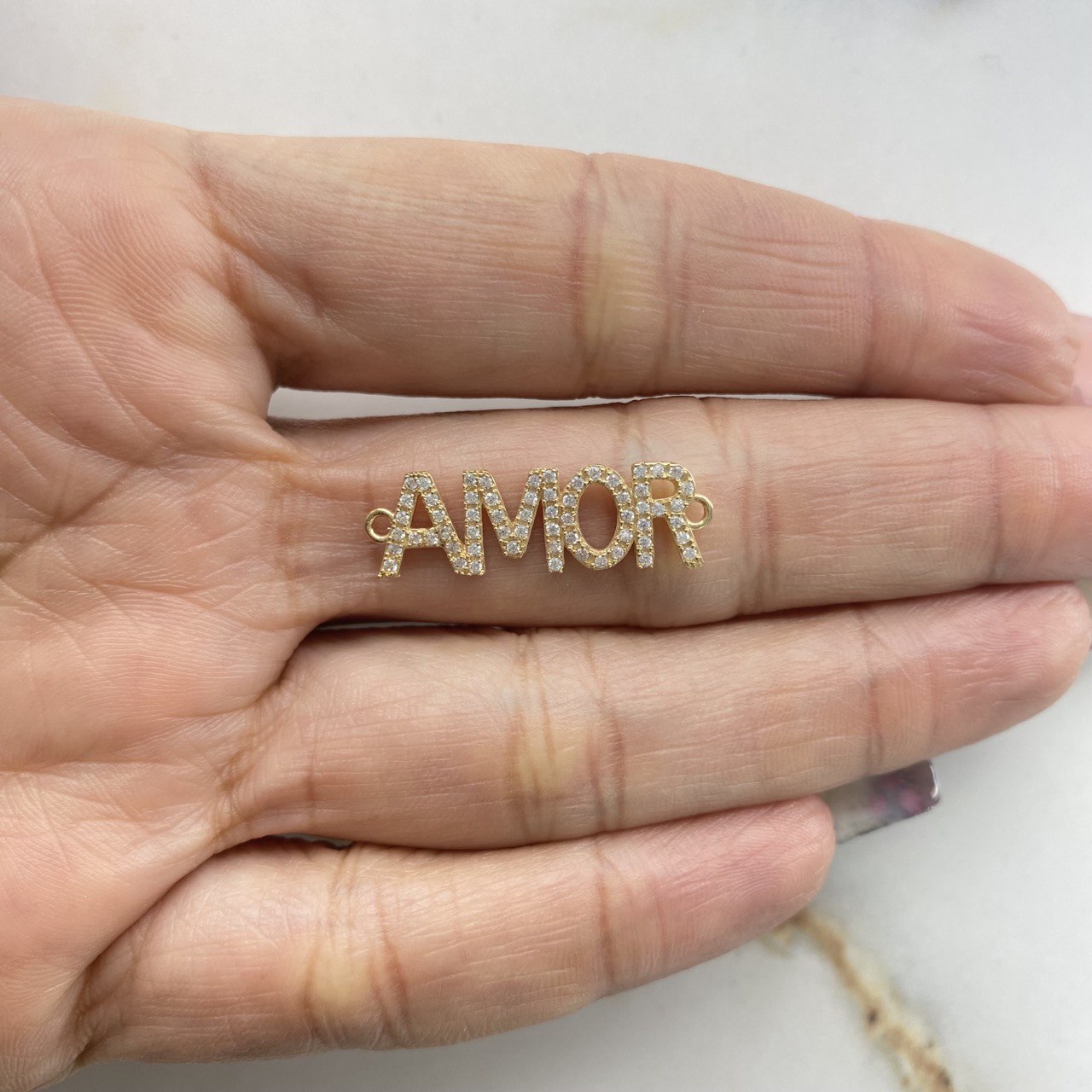 Charm Love 1.8gr / 2.7cm / White Zircons   Yellow Gold &