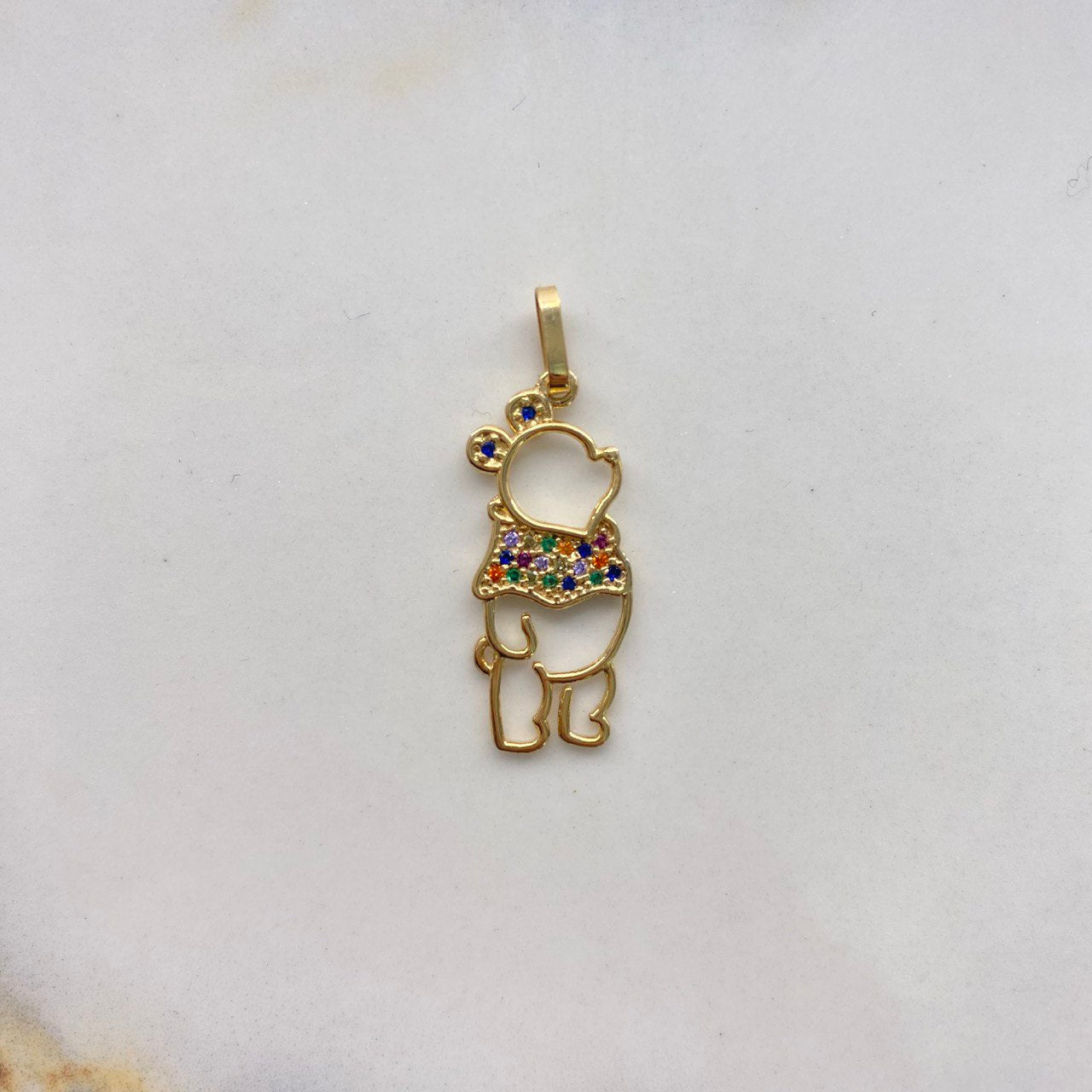 Pendant Honey Bear 1.65gr / 3cm / Colored Zirconia Silhouette Yellow Gold $