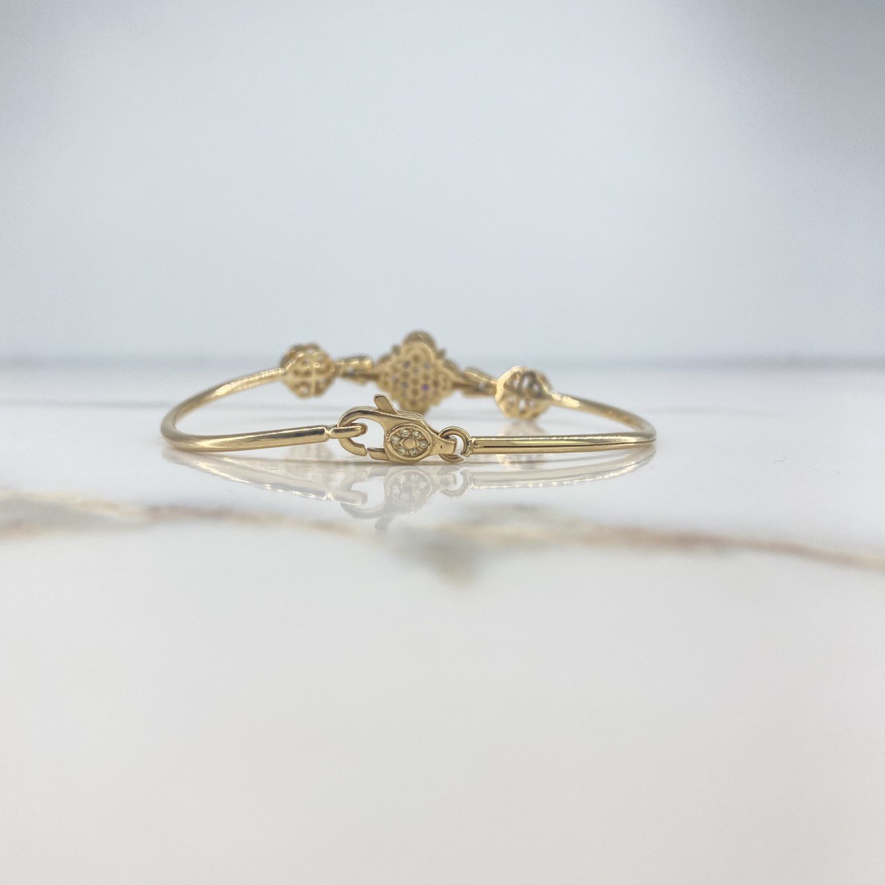 Bracelet Hug Flower 10.8gr / 17cm / Colored Zircons Yellow Gold &