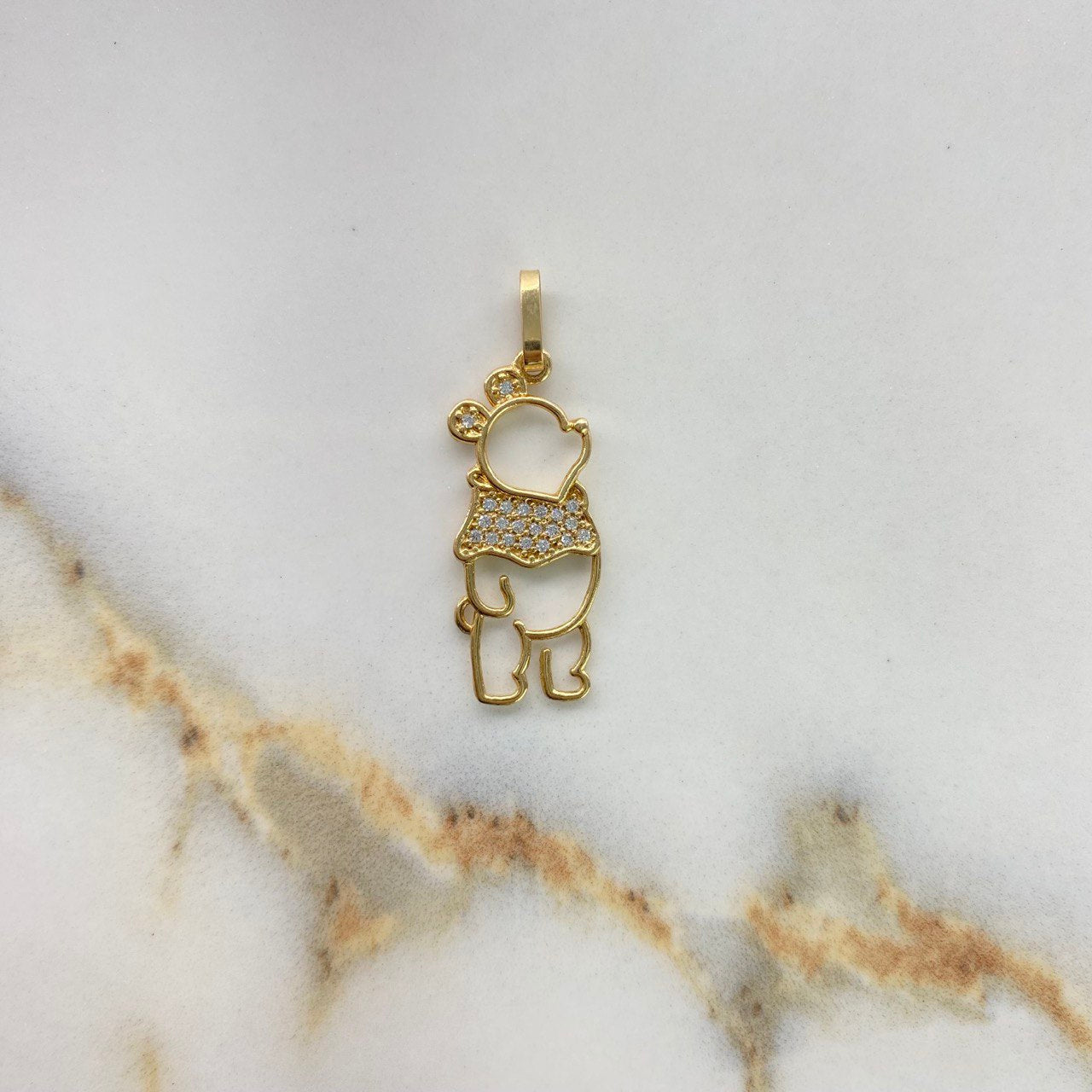 Pendant Honey Bear 1.5gr / 3cm / White Zircons Yellow Gold &