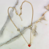 Classic Link Chain Clovers 4.25gr / 45cm / 1.1mm White Mother-of-Pearl Amber Red Yellow Gold +4 $
