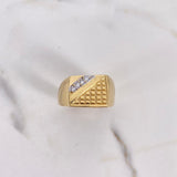 Seal Ring 8.5gr / T10 / White Zircons Yellow Gold $