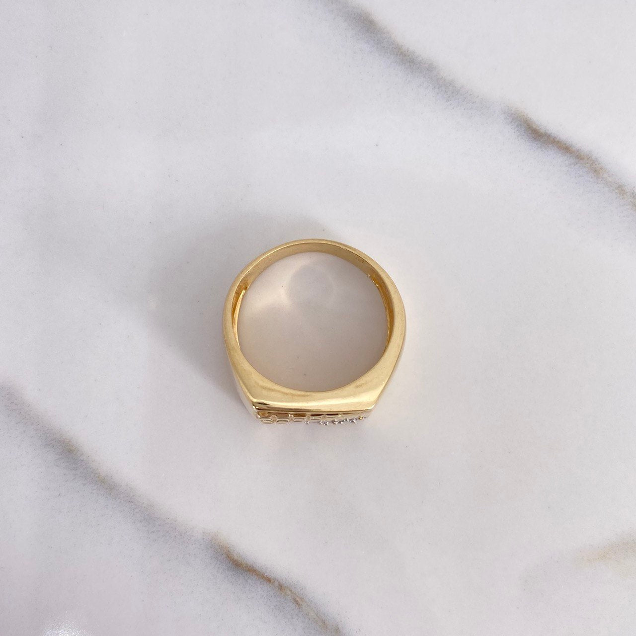 Seal Ring 8.5gr / T10 / White Zircons Yellow Gold $