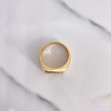 Seal Ring 8.5gr / T10 / White Zircons Yellow Gold $