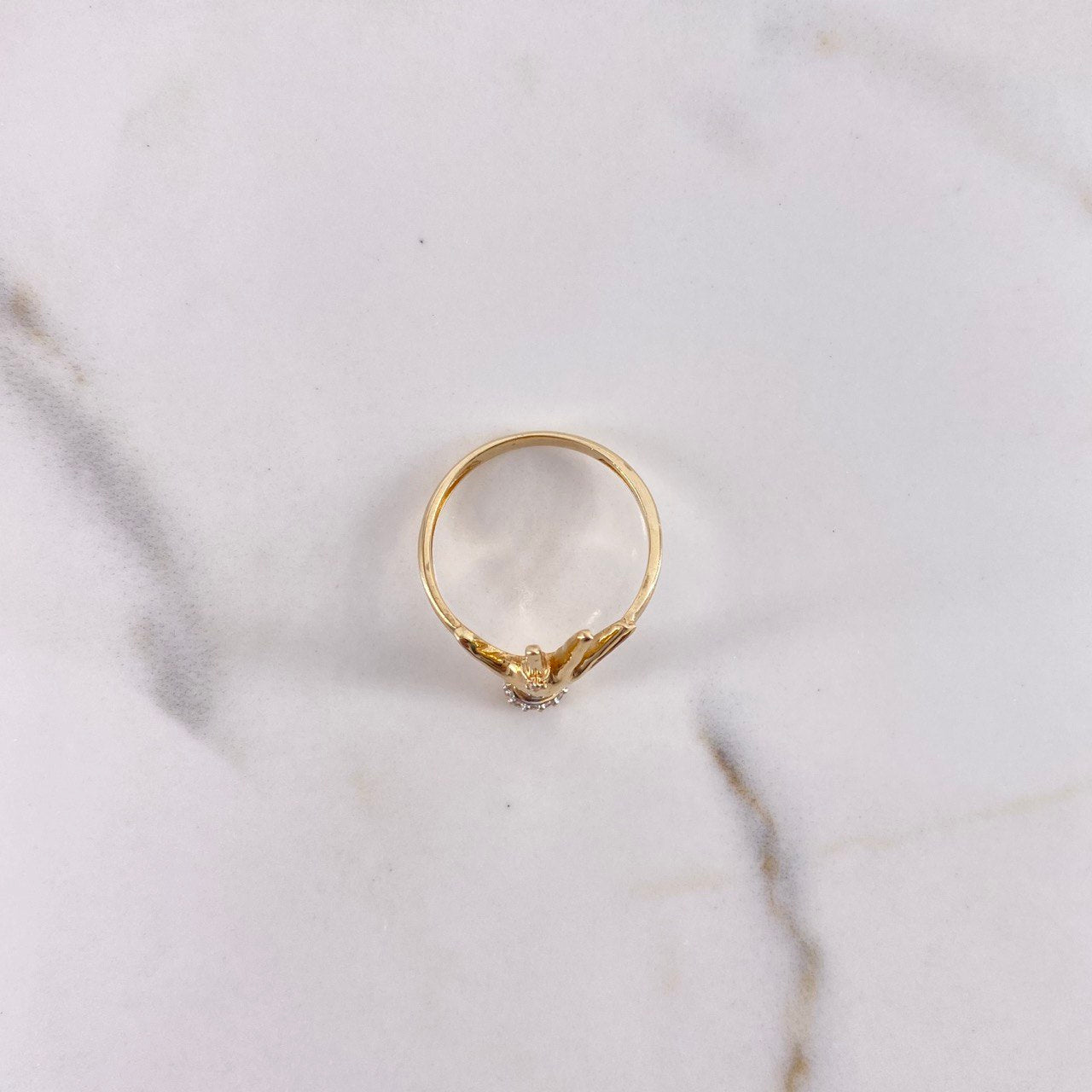 Ring Hand 2.75gr / Size 7 / White Zircons Two-tone Yellow and White Gold $