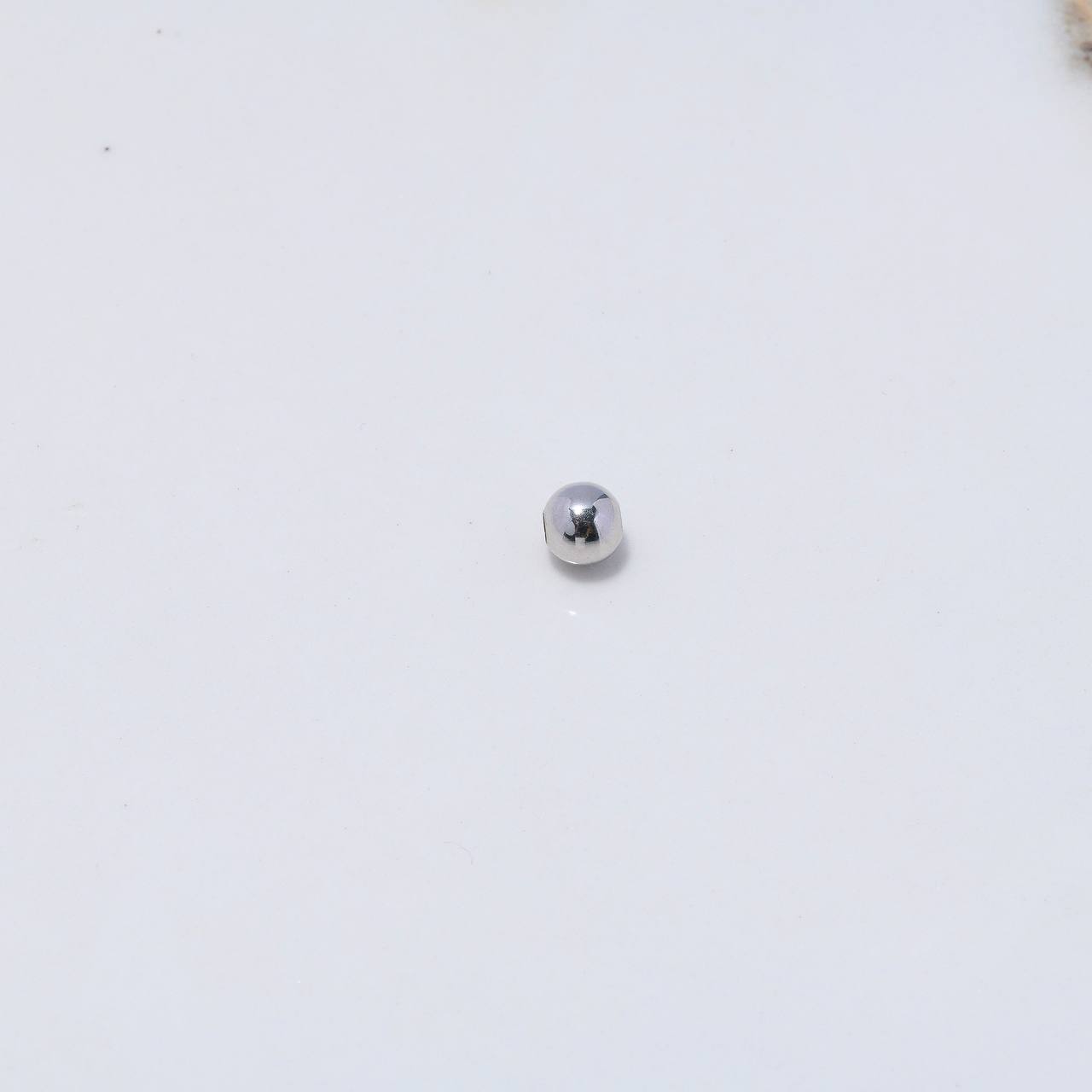 Bead Polished 0.2gr / 6mm White Gold &