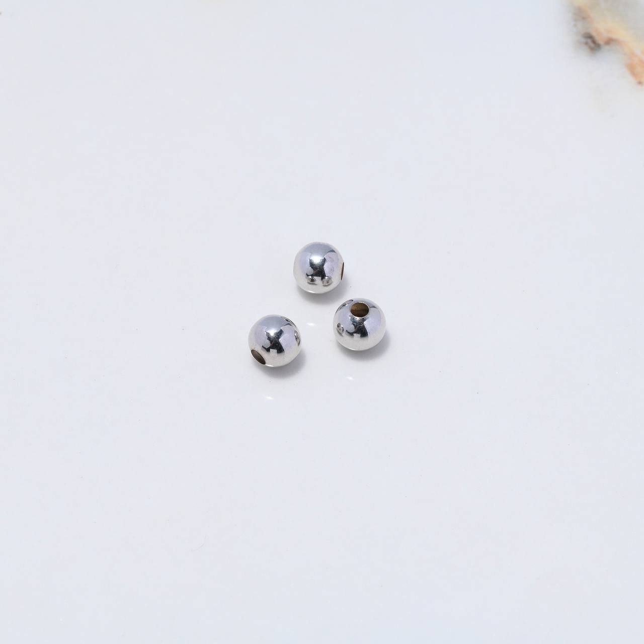 Bead Polished 0.2gr / 6mm White Gold &