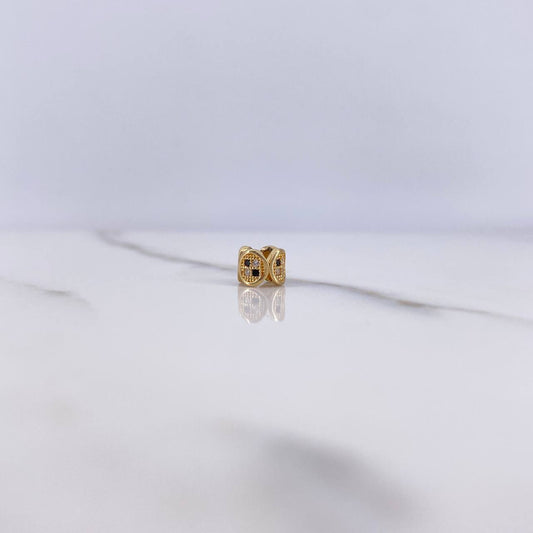 Charm Consecutive Ovals 0.95gr / White Black Zircons Yellow Gold $