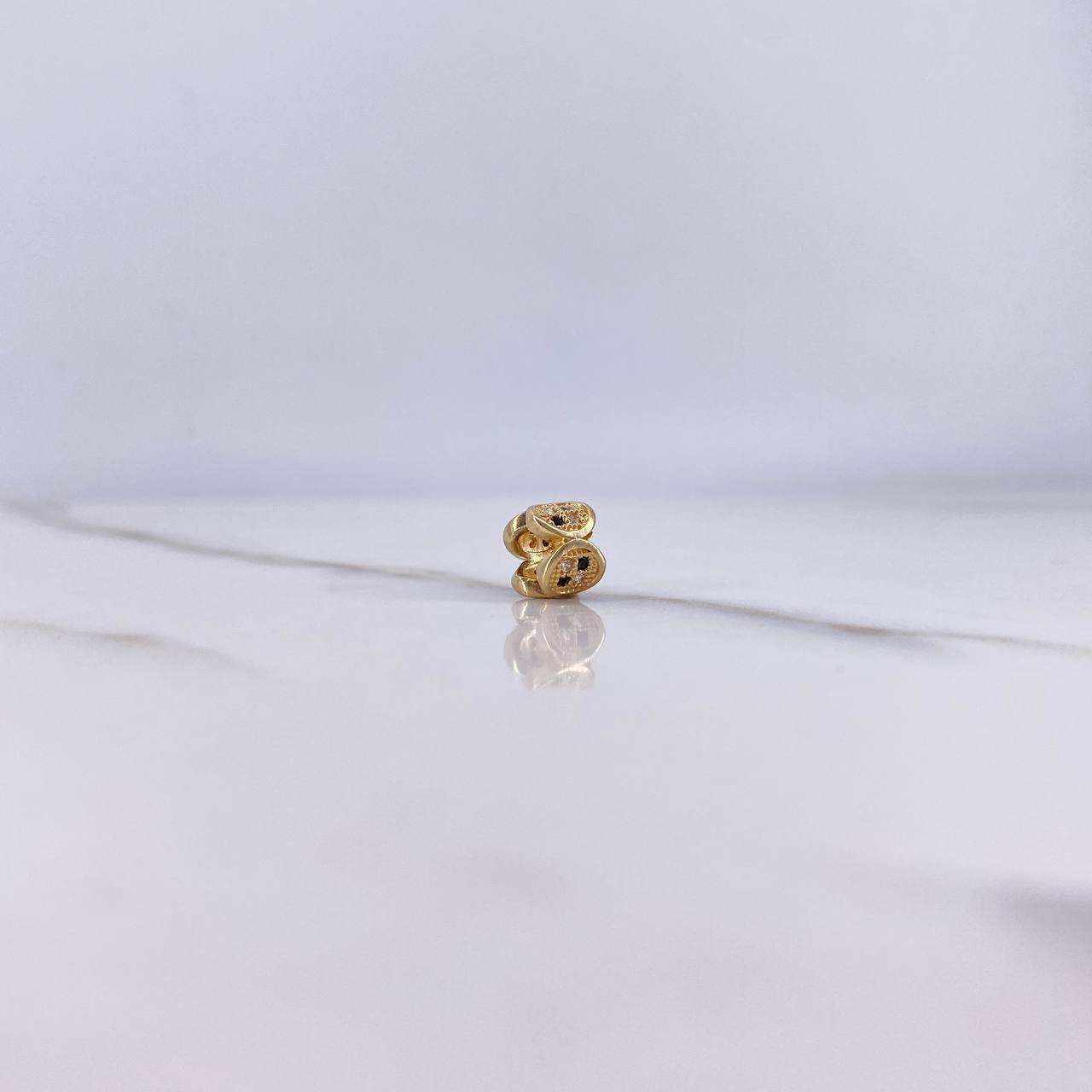 Charm Consecutive Ovals 0.95gr / White Black Zircons Yellow Gold $