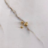 Stud Earrings Star 0.7gr / White Zircon Yellow Gold $