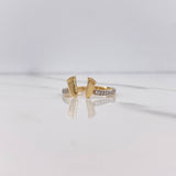 Ring Feet 1.8gr / Size 7 1/2 / White Zircons Two-tone Yellow and White Gold $