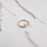 Ring Feet 1.8gr / Size 7 1/2 / White Zircons Two-tone Yellow and White Gold $