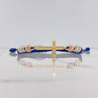 Blue Cross Bracelet 2.6gr / 6mm Beads Diamond Cut Three Golds $