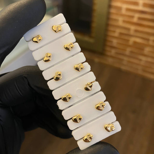 Stud Earrings Heart 0.75gr Half Silhouette Internal Heart Yellow Gold
