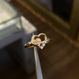 Ring 15s Heart 2.7gr-T8 1/4 White Zircons Two Yellow and Rose Golds