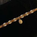 Khaki Floral Choker Virgin Miraculous Crystal Beads 3mm Diamond Cut Yellow Gold Bracelet*