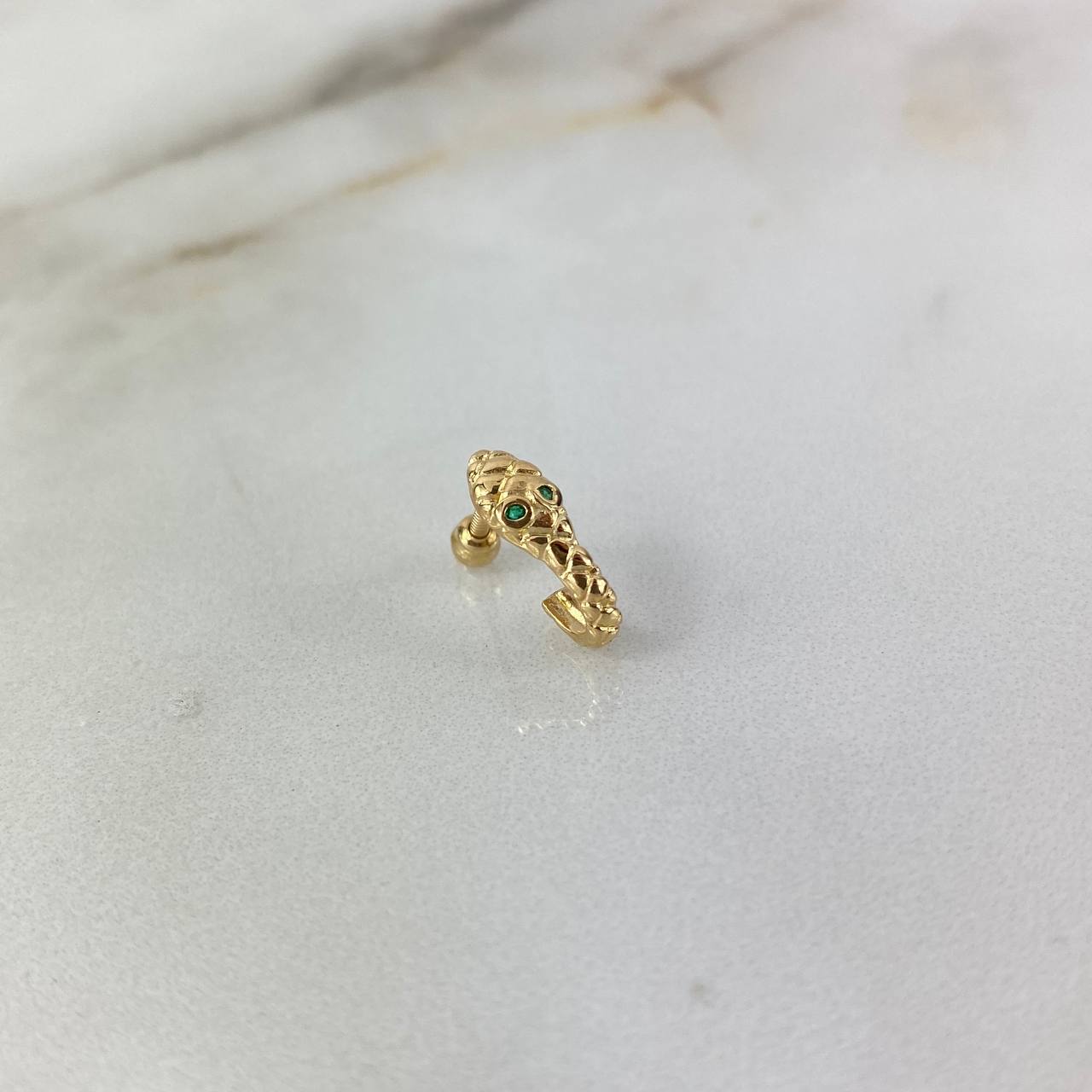 Snake Piercing 12mm Emeralds 1.6pts Bead 3mm Yellow Gold (Jewel)