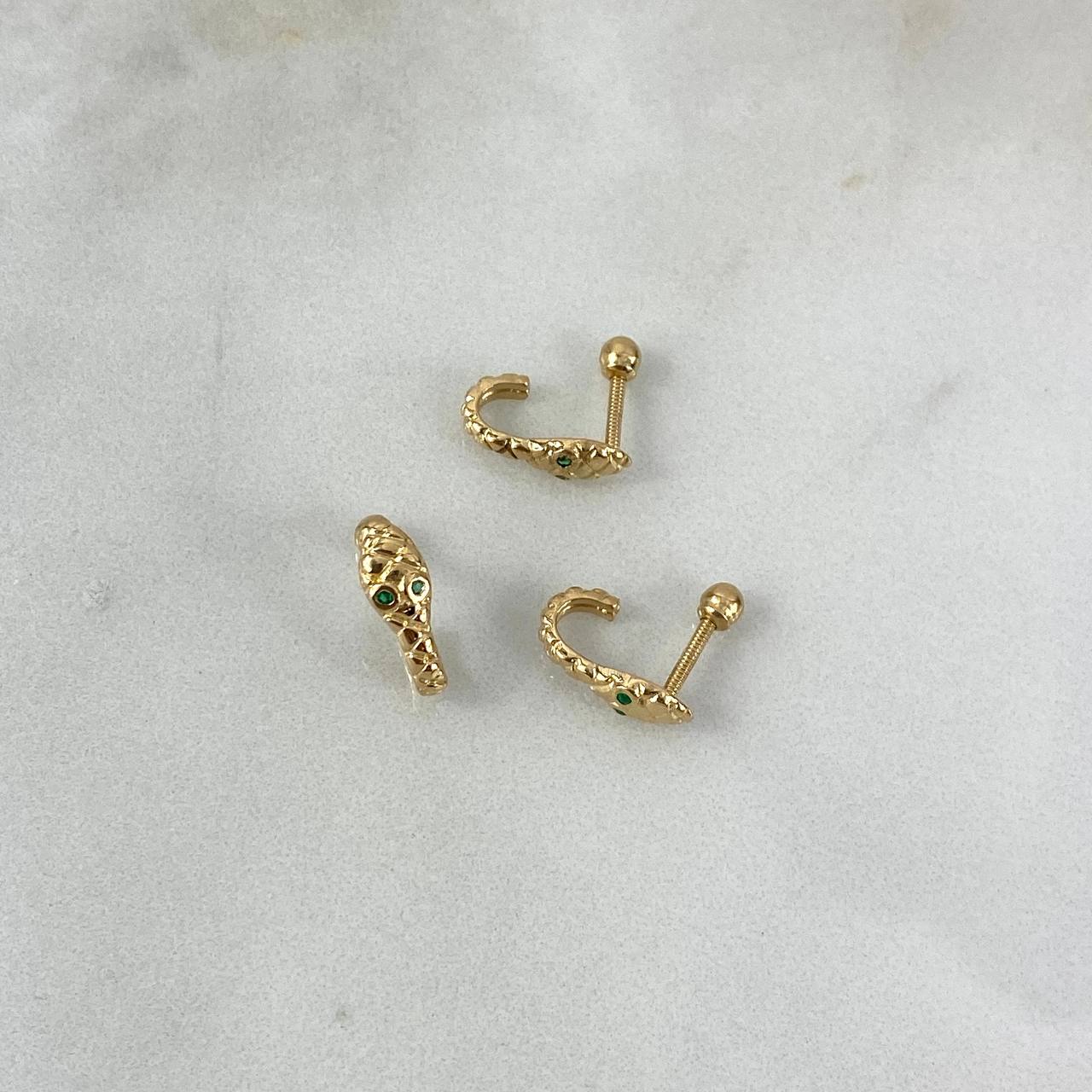 Snake Piercing 12mm Emeralds 1.6pts Bead 3mm Yellow Gold (Jewel)