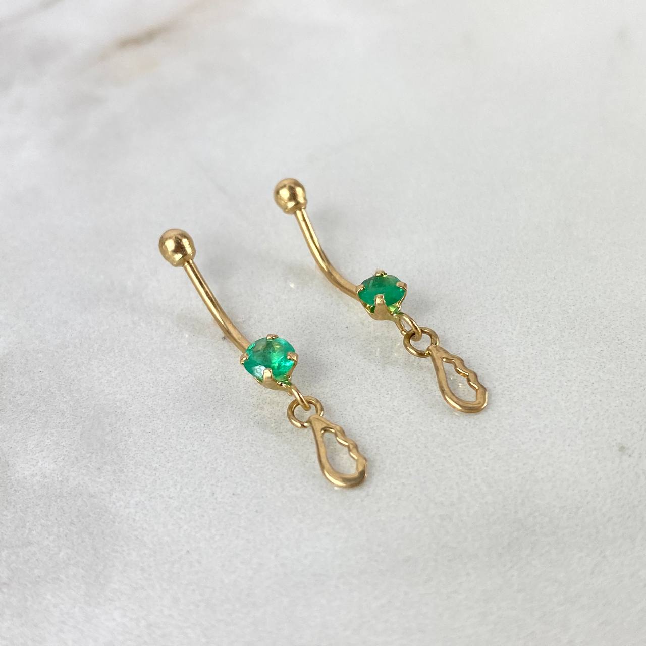 Navel Piercing 0.55gr 13mm Emerald Wing 18pts Bead 3mm Yellow Gold (Jewel)