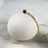Stud Earrings Round Spike Hanging 2.05gr / 7.5cm / 2.7mm Black Swarovski Crystals Yellow Gold (Jewel)