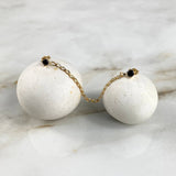 Stud Earrings Round Spike Hanging 2.05gr / 7.5cm / 2.7mm Black Swarovski Crystals Yellow Gold (Jewel)