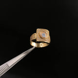 Apple Ring 8.7gr / T10 1/4 White Zircons Three Golds &