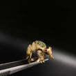 Frog Ring 7gr / T7 White Green Fuchsia Zircons Yellow Gold &