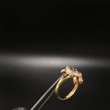 Articulated Turtle Ring 4.45gr / Size 6 White Zircons Two-tone Yellow and Rose Gold &
