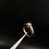 Bridge Ring 3.35gr / T6 / Solitaire White Zircons Yellow Gold&