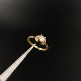 Laurel Ring 2.35gr / Size 6 1/2 / Solitaire White Zircons Yellow Gold&