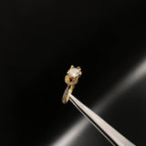 Laurel Ring 2.35gr / Size 6 1/2 / Solitaire White Zircons Yellow Gold&