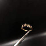 Star Band Ring 2.7gr / Size 7 1/2 / White Zircons Rose Gold&