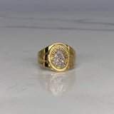 Horse Signet Ring 6.1gr / T10 1/4 Diamond Cut Two-tone Yellow White$