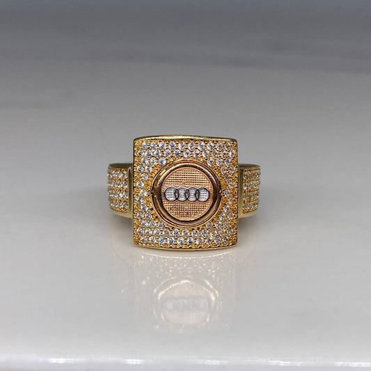 Ring Circles 9.45gr / Size 10 White Zircons Three Golds$