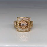 Ring Circles 9.45gr / Size 10 White Zircons Three Golds$