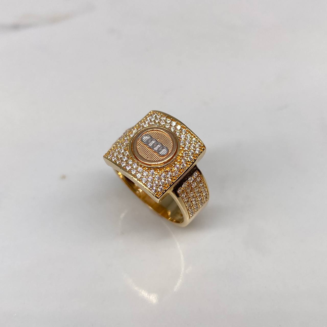 Ring Circles 9.45gr / Size 10 White Zircons Three Golds$