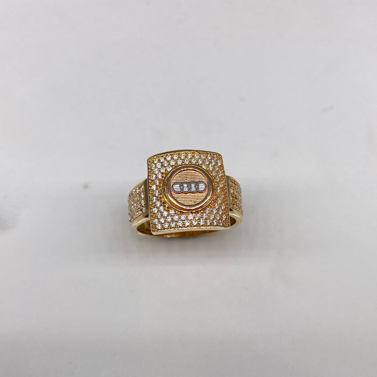 Ring Circles 9.45gr / Size 10 White Zircons Three Golds$