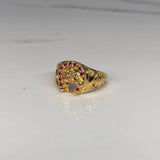 Anillo Caballo Herradura 7.95gr / T11 3/4 / Circones Fucsias  Oro Amarillo$