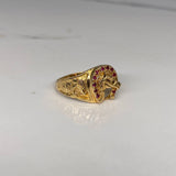 Anillo Caballo Herradura 7.95gr / T11 3/4 / Circones Fucsias  Oro Amarillo$