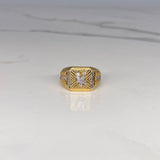 Eagle Signet Ring 10.55gr / Size 10 White Zircons Two Yellow and White Golds$