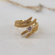 Crossed Laurel Ring 4.2gr / Size 6 3/4 / White Zircons Yellow Gold$