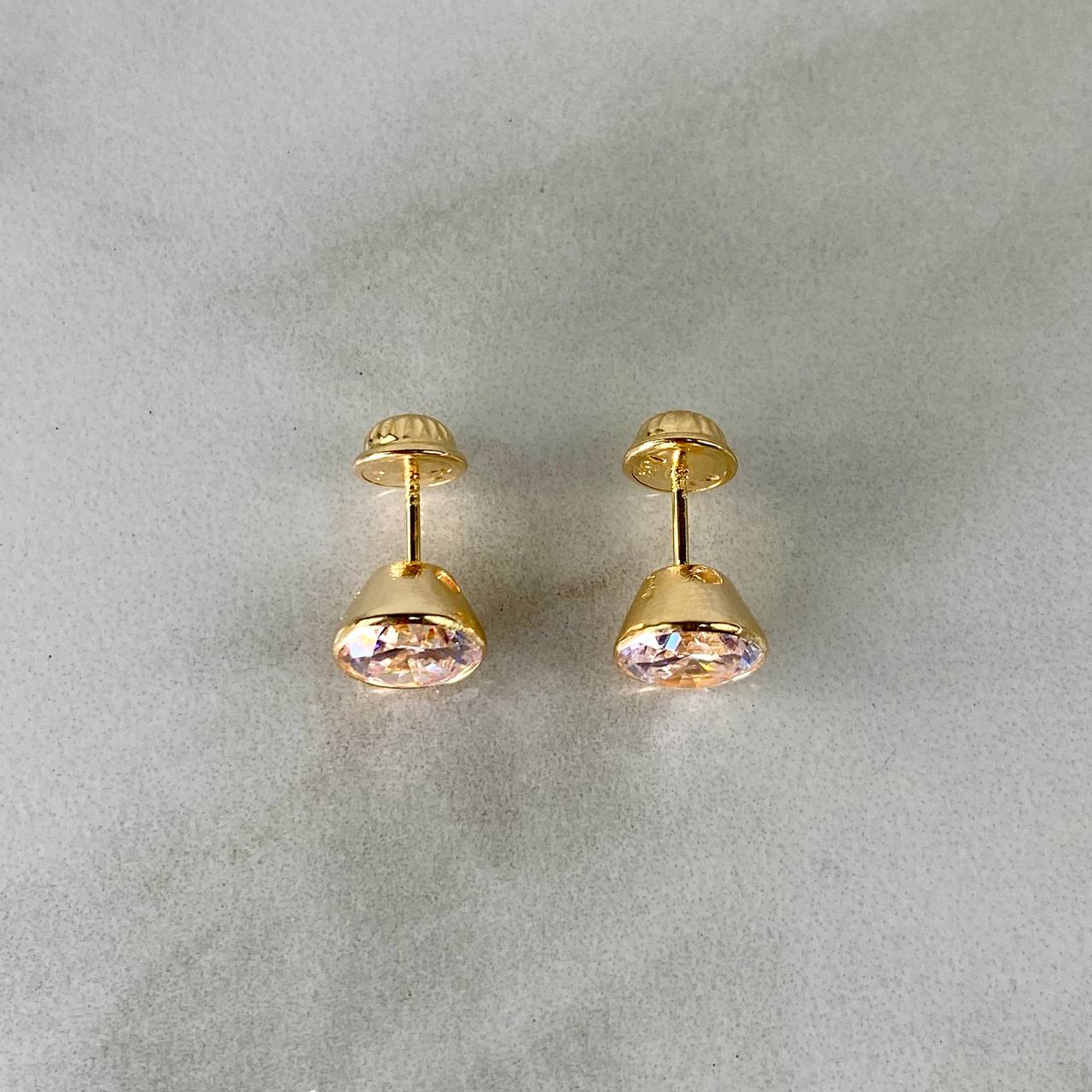 Topos Bisel 1.5gr / 7mm Circon Blanco Oro Amarillo 18K