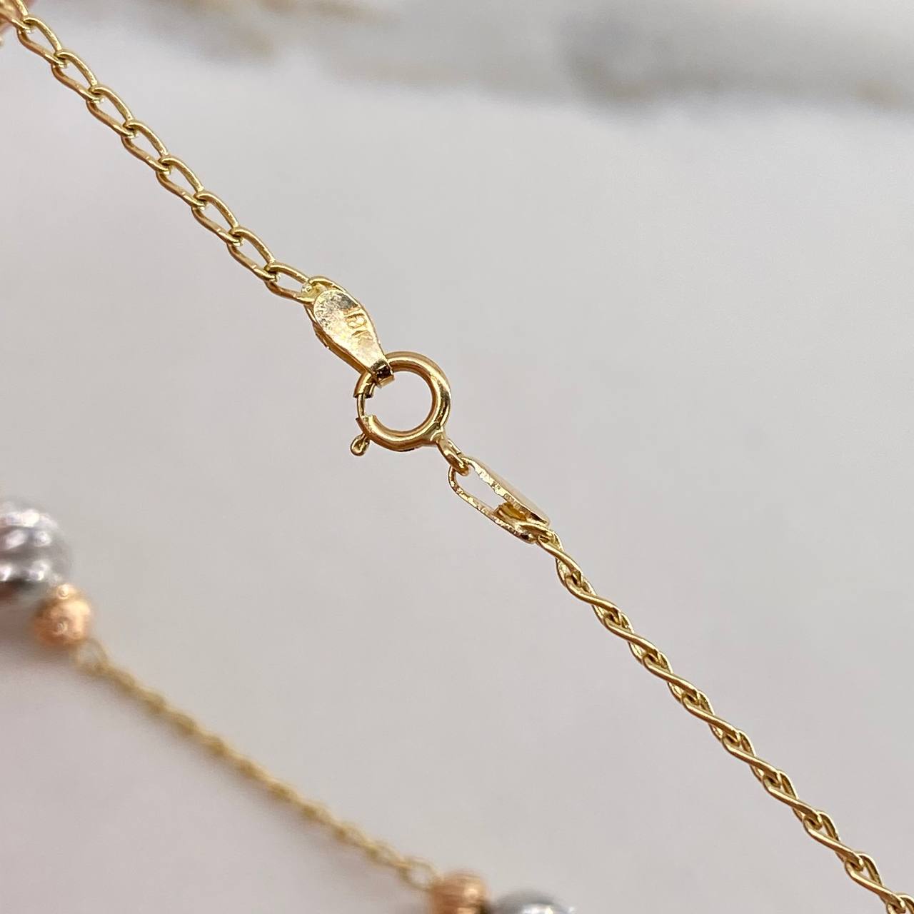 Espiga Chain 5.7gr / 45cm / Beads 4-7mm Diamond Cut Three Golds $