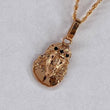 Pendant Christ Face 1.3gr / 2cm / Black Zircons Rose Gold$
