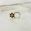 Piercing Hoop Flower Simulator 0.95gr / 1cm / Black Zircons Yellow Gold (Jewel)