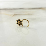 Piercing Hoop Flower Simulator 0.95gr / 1cm / Black Zircons Yellow Gold (Jewel)