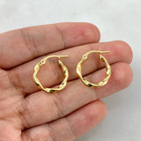 Hoop Earrings Deis 1.6gr / 1.8cm / Striped Twisted 18K Yellow Gold